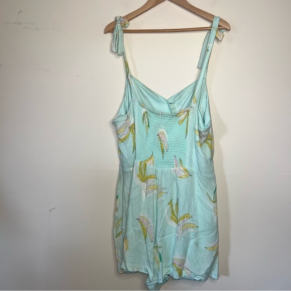 Lauren Conrad Mint Tropical Banana Romper Lined with Shoulder Ties Size XXL - Picture 4 of 14